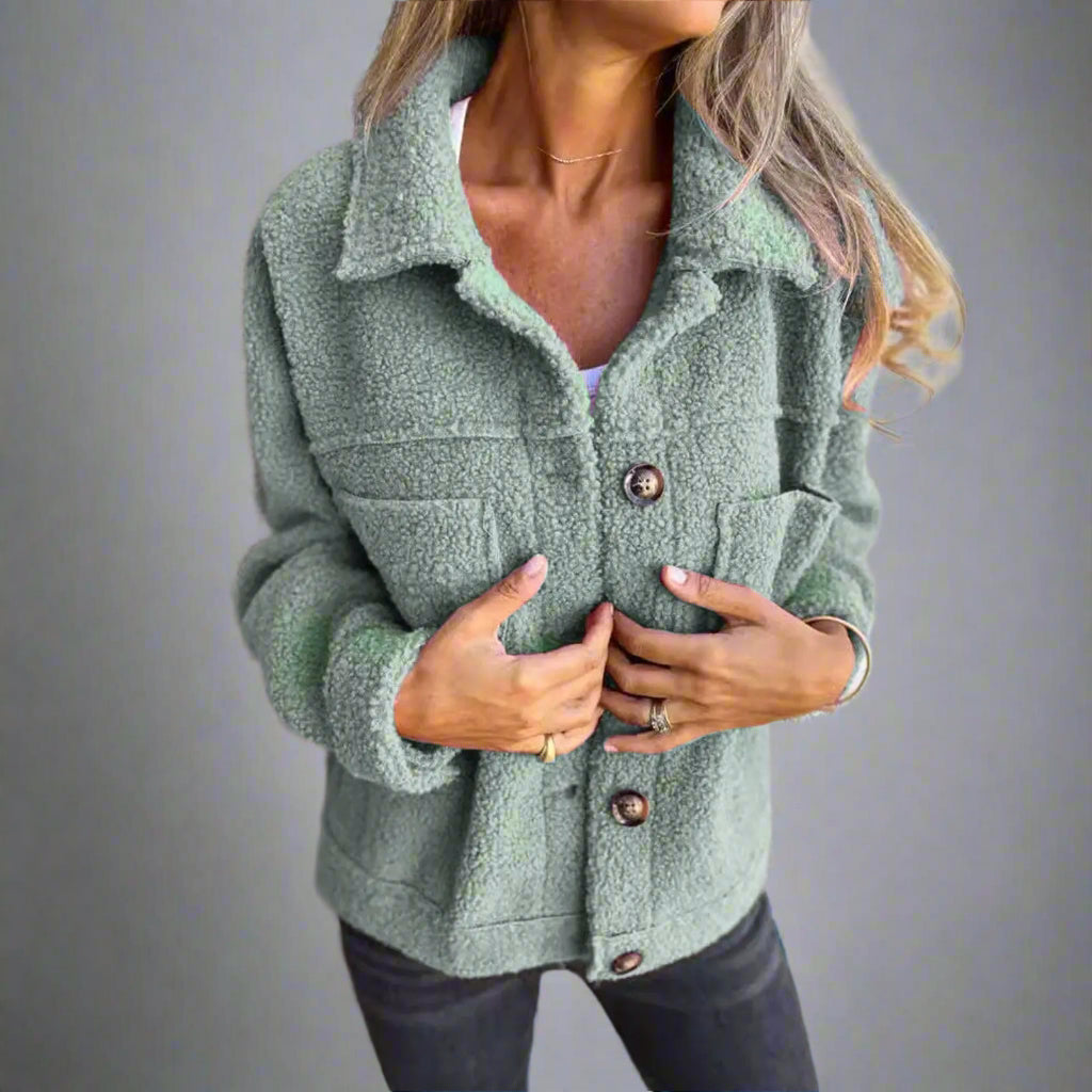 Adèle | Veste en Tissu Sherpa à Col à Revers pour Élégance et Chaleur Rousane