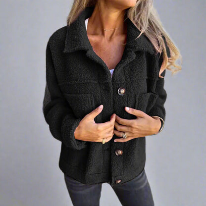 Adèle | Veste en Tissu Sherpa à Col à Revers pour Élégance et Chaleur Rousane