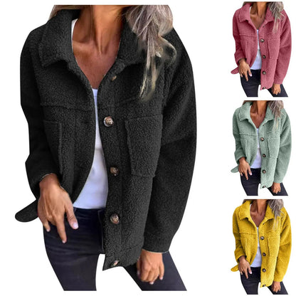 Adèle | Veste en Tissu Sherpa à Col à Revers pour Élégance et Chaleur Rousane
